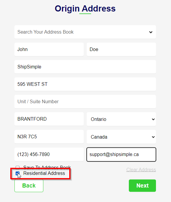 Residential Address ShipSimple